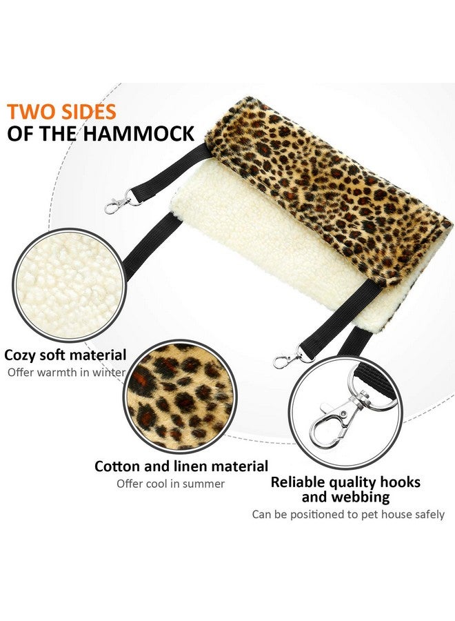 BOAO Boao 4 Pcs Guinea Pig Hammock Rat Hammock for Cage Small Animals Hanging Hammock Pet Cage Accessories for Chinchilla Parrot Sugar Glider Ferret(Leopard, Zebra, Black and White Dots, Camel)  - Image 2