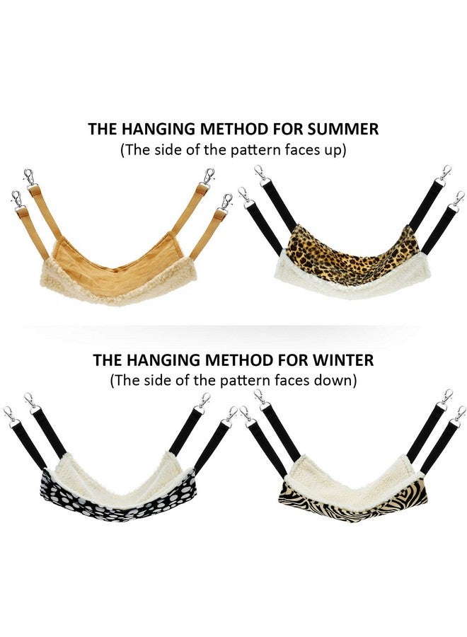 BOAO Boao 4 Pcs Guinea Pig Hammock Rat Hammock for Cage Small Animals Hanging Hammock Pet Cage Accessories for Chinchilla Parrot Sugar Glider Ferret(Leopard, Zebra, Black and White Dots, Camel)  - Image 4