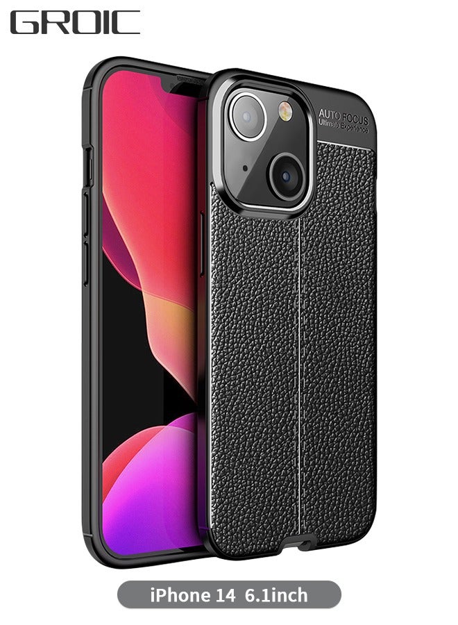 GROIC IPhone 14 Case 6.1 Inch, Stylish Slim & Thin Soft Litchi Pattern PU Leather Comfortable Secure Grip Anti-Fingerprint Non-Slip Protective Shock-Absorbing Phone Case - Image 1