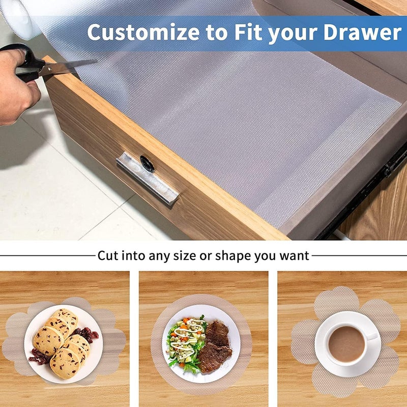 CLAPONE Shelf Liners for Kitchen Shelves/Drawer Mat/Cupboard Liners for Wardrobe/Drawer Mat/Sheets for Shelves/Anti Skid/Drawer Sheet/Sheet Fridge/Table/Washable Anti Slip Mat(White 45cm X 2.5 Meter) - Image 5