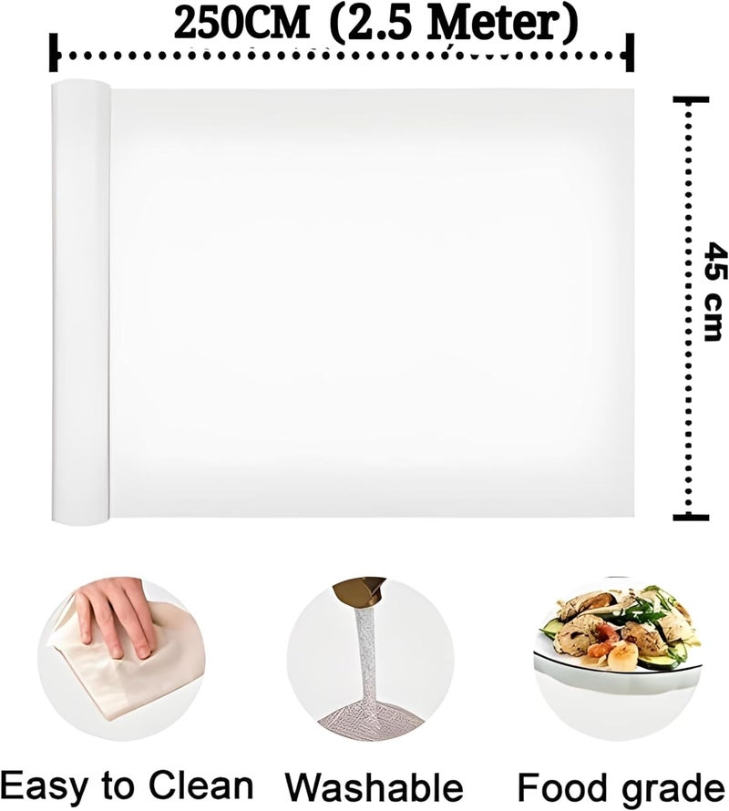 CLAPONE Shelf Liners for Kitchen Shelves/Drawer Mat/Cupboard Liners for Wardrobe/Drawer Mat/Sheets for Shelves/Anti Skid/Drawer Sheet/Sheet Fridge/Table/Washable Anti Slip Mat(White 45cm X 2.5 Meter) - Image 2