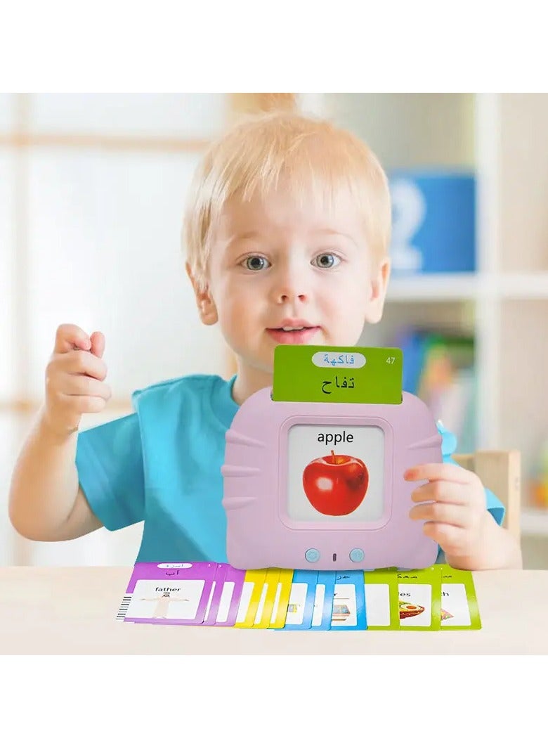 Arabic and English Talking Flash Cards Words Learning Toys for Toddlers Letters Speech Therapy Early Education Teaching 112 Pcs Cards 224 Words Machine,  - Image 3