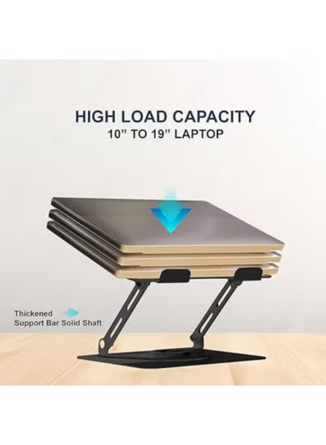 حامل لابتوب قابل للطي ومحمول مع قاعدة دوران 360° ومروحة RGB قابلة للتعديل بواجهة USB مزدوجة، مناسب لأجهزة 10–19 بوصة - Image 3