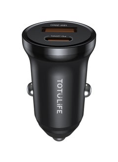 Totulife Mini Car Charger PD 20W + QC - Black  - Image 1