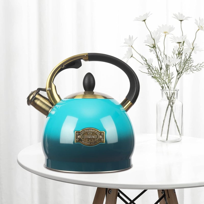 LUXGRACE 3Quart Whistling Tea Kettle Classic Teapot Stainless Steel Teakettle with Cool Grip for Stovetop - Image 3