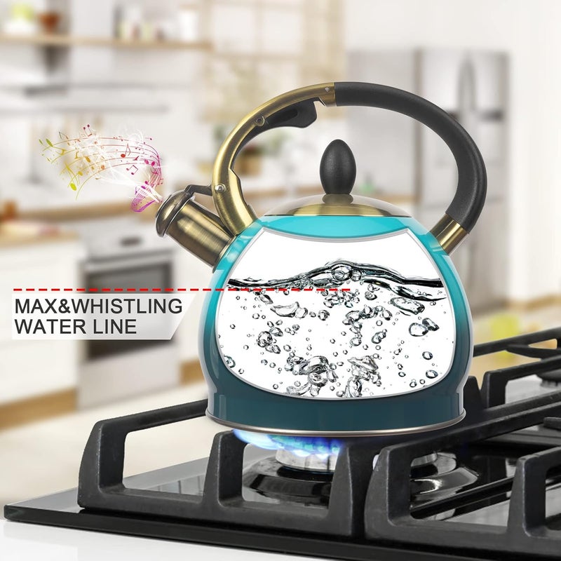 LUXGRACE 3Quart Whistling Tea Kettle Classic Teapot Stainless Steel Teakettle with Cool Grip for Stovetop - Image 4