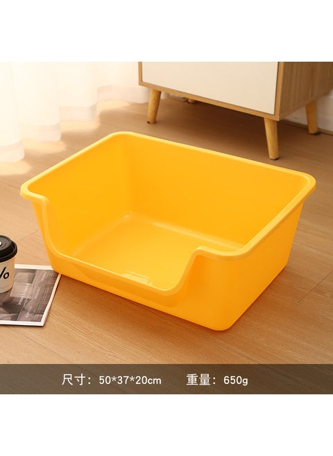 Extra Large Cat Litter Box Splash Guard Open-Top Medium Yellow