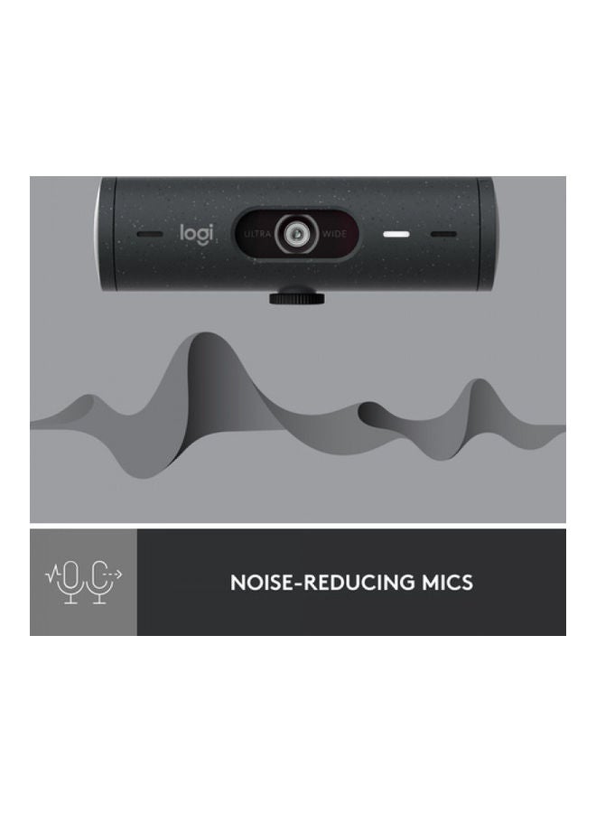 Logitech Brio 500 Full HD Webcam with Auto Light Correction, Auto-Framing, Show Mode, Dual Noise Reduction Mics, Webcam Privacy Cover, Works with Microsoft Teams, Google Meet Graphite - Image 3