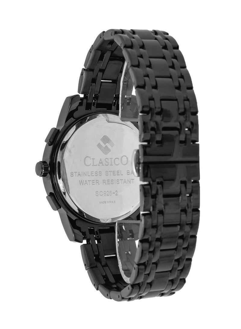 Clasico Skeleton Dial Edition – Stealth Black Chronograph Men's Watch with Premium Soft Steel Strap – Waterproof Design - Image 3
