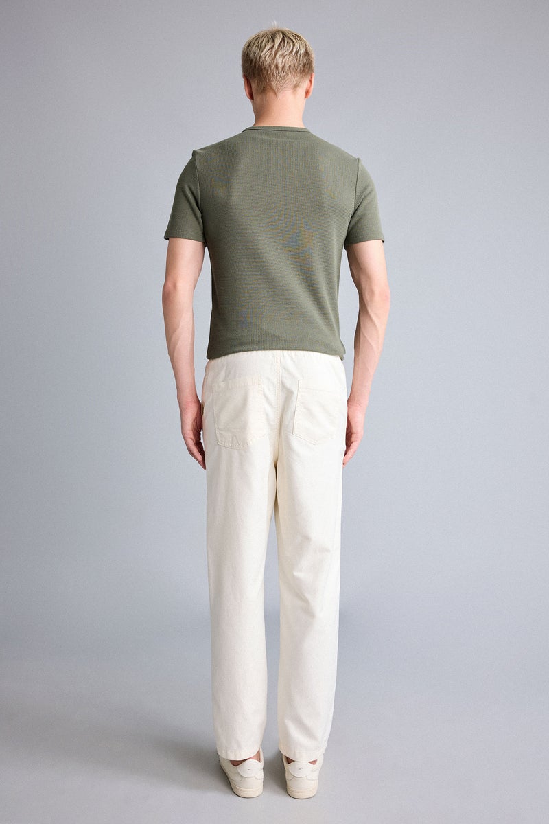 DeFacto Beige Man Baggy Fit Tie Waist Trousers Casual - Image 5