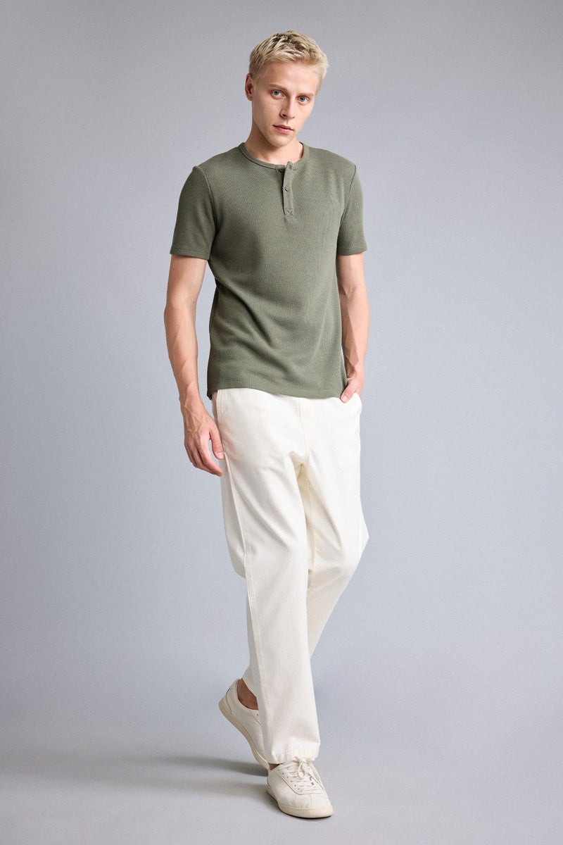 DeFacto Beige Man Baggy Fit Tie Waist Trousers Casual - Image 2