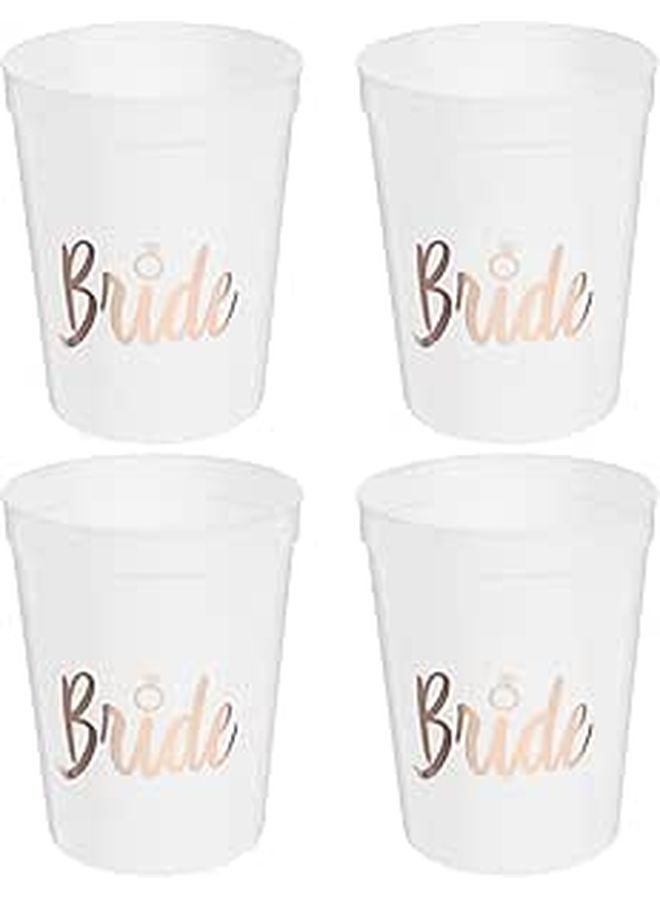 Unbreakable Reusable Plastic Wedding Party Cups 4 Pack Clear Sturdy Festival Glasses - Image 1