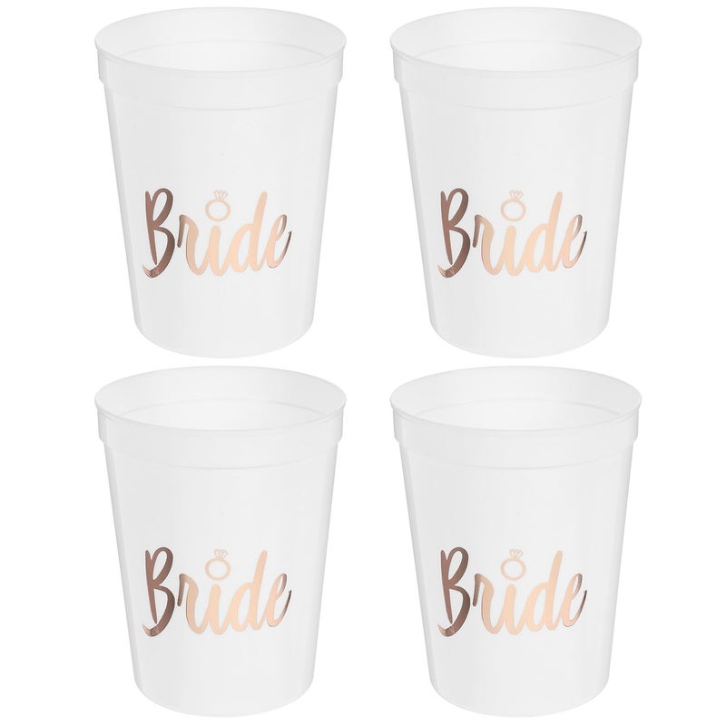 Unbreakable Reusable Plastic Wedding Party Cups 4 Pack Clear Sturdy Festival Glasses - Image 2