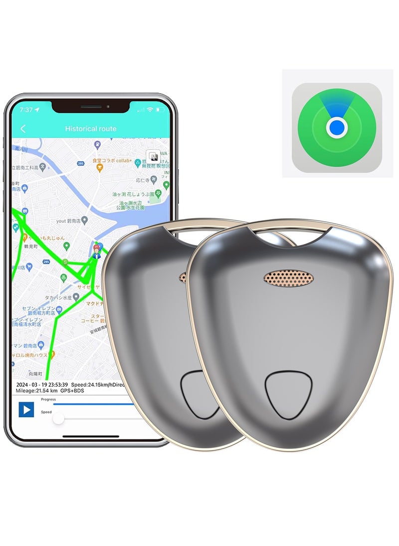 XQOOPS - Item Locator, Security SmartTag Works with Apple Find My (iOS only), Phone Finder, Key Finder Compatible with iPhone iPad iWatch Mac, Bluetooth Tracker for Keys Wallets Belongings(Gray-2pcs) - Image 1