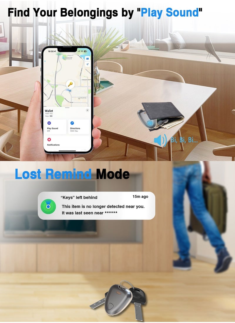 XQOOPS - Item Locator, Security SmartTag Works with Apple Find My (iOS only), Phone Finder, Key Finder Compatible with iPhone iPad iWatch Mac, Bluetooth Tracker for Keys Wallets Belongings(Gray-2pcs) - Image 1