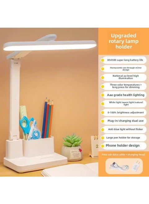 Desk Lamp For Eye Protection Learning Aa-class Student Children's Desk Writing Reading Anti-myopia Bedside Lamp Super Bright Lamp Beads-Specifications:Vision Protection 4500 Power Storage  + 1.5m Wires + Charging Head