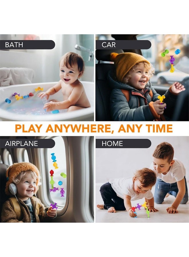 JZS Suction Cup Toys,9Pcs Silicone Building Blocks,Stress Release Sensory Sucker Toys,Shower Bath Game Window Toys,Kid Tub Toys Gift for Child - Image 4