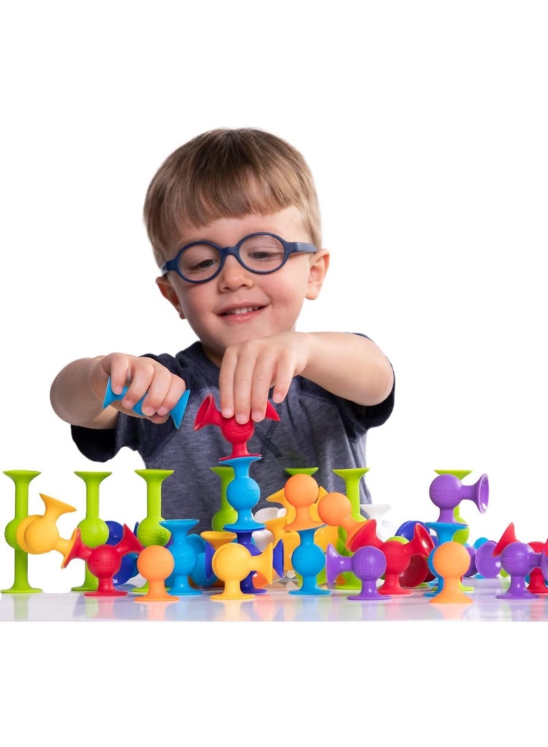 JZS Suction Cup Toys,9Pcs Silicone Building Blocks,Stress Release Sensory Sucker Toys,Shower Bath Game Window Toys,Kid Tub Toys Gift for Child - Image 5