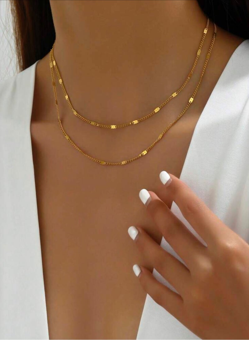 إيكوال سلسال نسائي انيق مصنوع من الاستانلس ستيل مطلي باللون الذهبي - Image 1