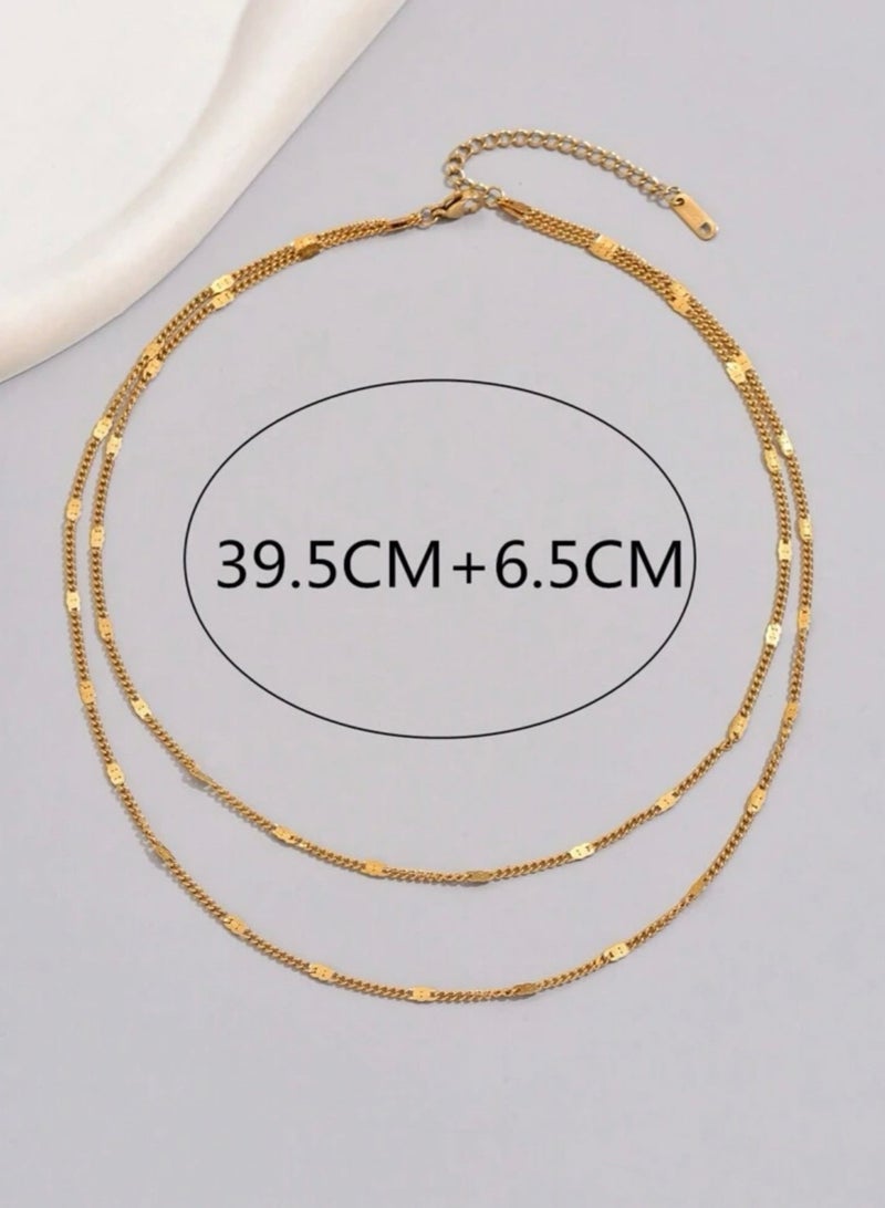 إيكوال سلسال نسائي انيق مصنوع من الاستانلس ستيل مطلي باللون الذهبي - Image 4