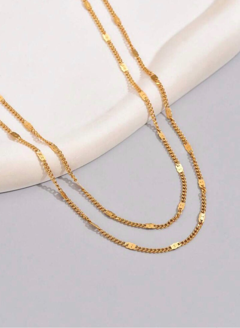 إيكوال سلسال نسائي انيق مصنوع من الاستانلس ستيل مطلي باللون الذهبي - Image 2