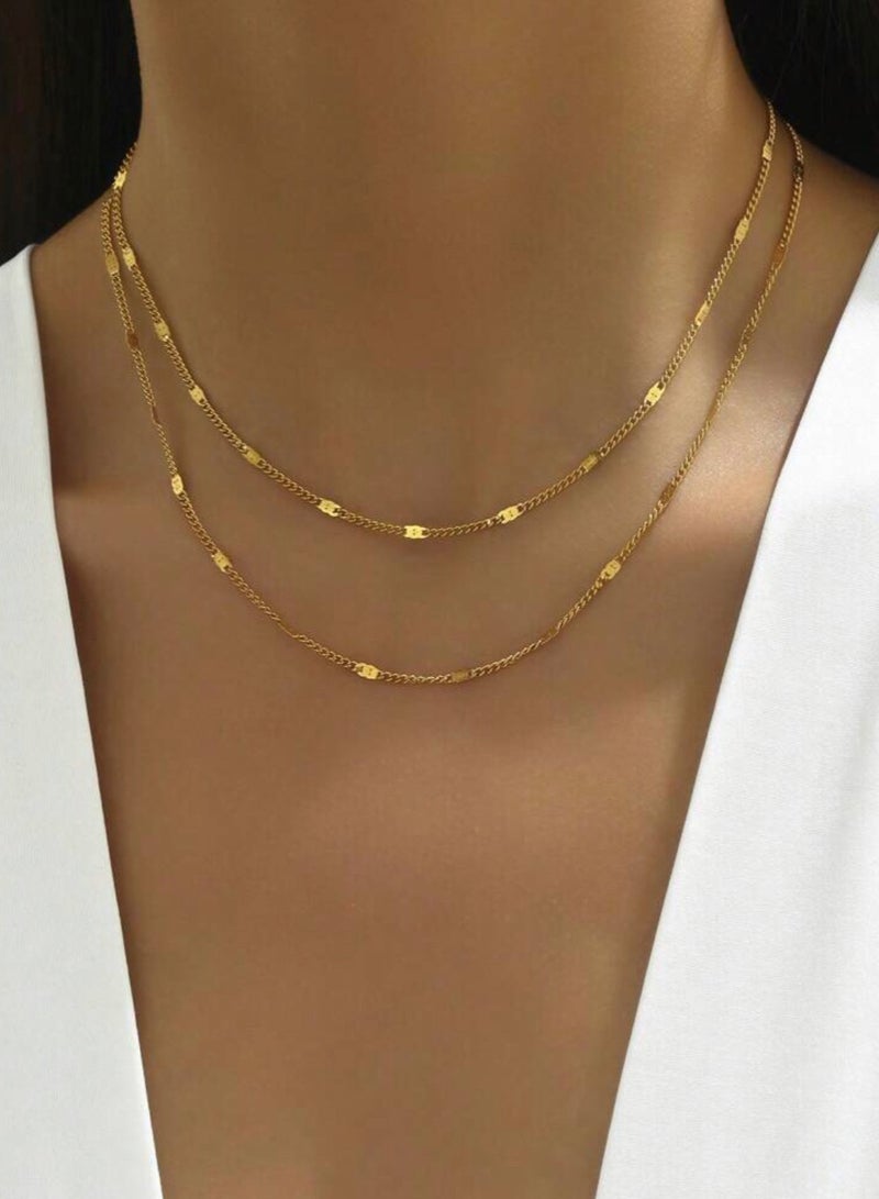 إيكوال سلسال نسائي انيق مصنوع من الاستانلس ستيل مطلي باللون الذهبي - Image 3