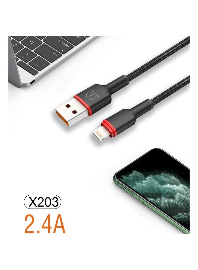 كابل شحن فائق السرعة للآيفون - كابل PD USB-A إلى Lightning لسلسلة iPhone 14/13/12/11/X/XR وiPad Pro، نقل بيانات مستقر، طول 1 متر و2 متر، تصميم متين - أسود - Image 3