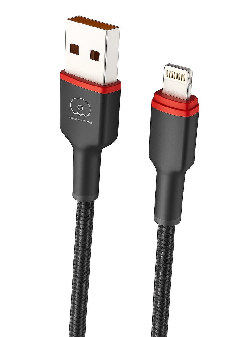 كابل شحن فائق السرعة للآيفون - كابل PD USB-A إلى Lightning لسلسلة iPhone 14/13/12/11/X/XR وiPad Pro، نقل بيانات مستقر، طول 1 متر و2 متر، تصميم متين - أسود - Image 1