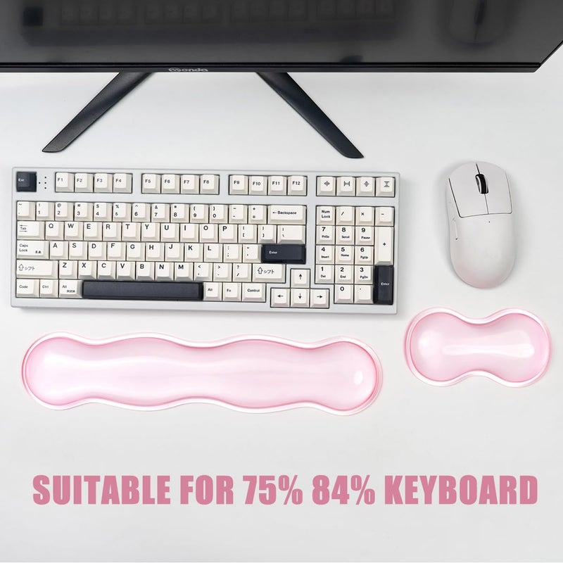 Sumgsn Ergonomic Silicone Gel Keyboard and Mouse Wrist Rest Set â€“ Clear Wrist Rest for Keyboard 60%/68%/75%, Comfort & Support for Typing and Gaming(Pink) - Image 3