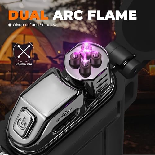 Lafagiet Electric Lighter USB C, Powerful Dual Arc Plasma Flame, with Flashlight, Wind & Waterproof Lighters for Candle, Camping, Grill, Emergency - Image 3