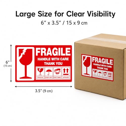 LDS Industry Large 6 X 3 Shipping Labels 300 pcs Fragile Handle with Care Warning Stickers Keep Dry Upward Do Not Trample - Image 3