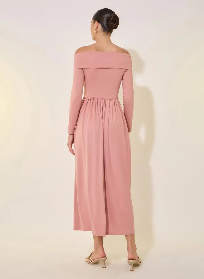 Take Two Off-Shoulder Gathered Dress