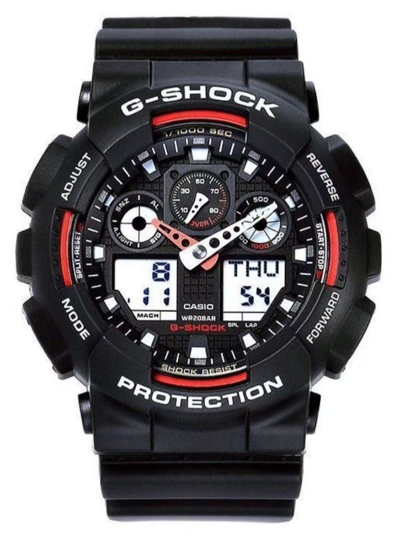 Casio G-SHOCK GA-100-1A4 Black and Red Dual Display Shock Resistant Sports Men's Watch - Image 1