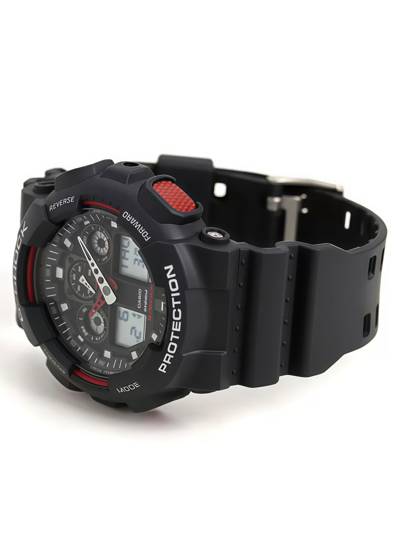 Casio G-SHOCK GA-100-1A4 Black and Red Dual Display Shock Resistant Sports Men's Watch - Image 3