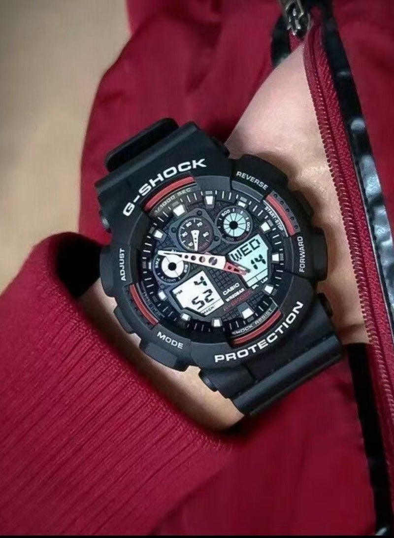 Casio G-SHOCK GA-100-1A4 Black and Red Dual Display Shock Resistant Sports Men's Watch - Image 5