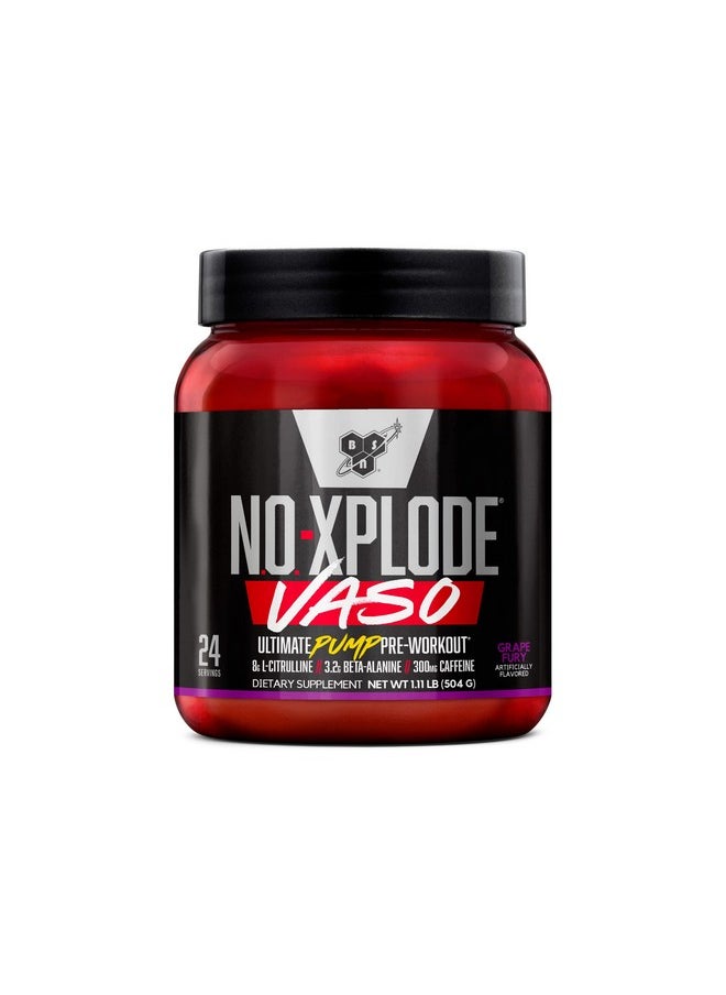 BSN - N.O.Xplode Vaso Pre Workout Powder With 8G Of Lcitulline And 3.2G Betaalanine And Energy Flavor: Grape Fury 24 Servings - Image 1