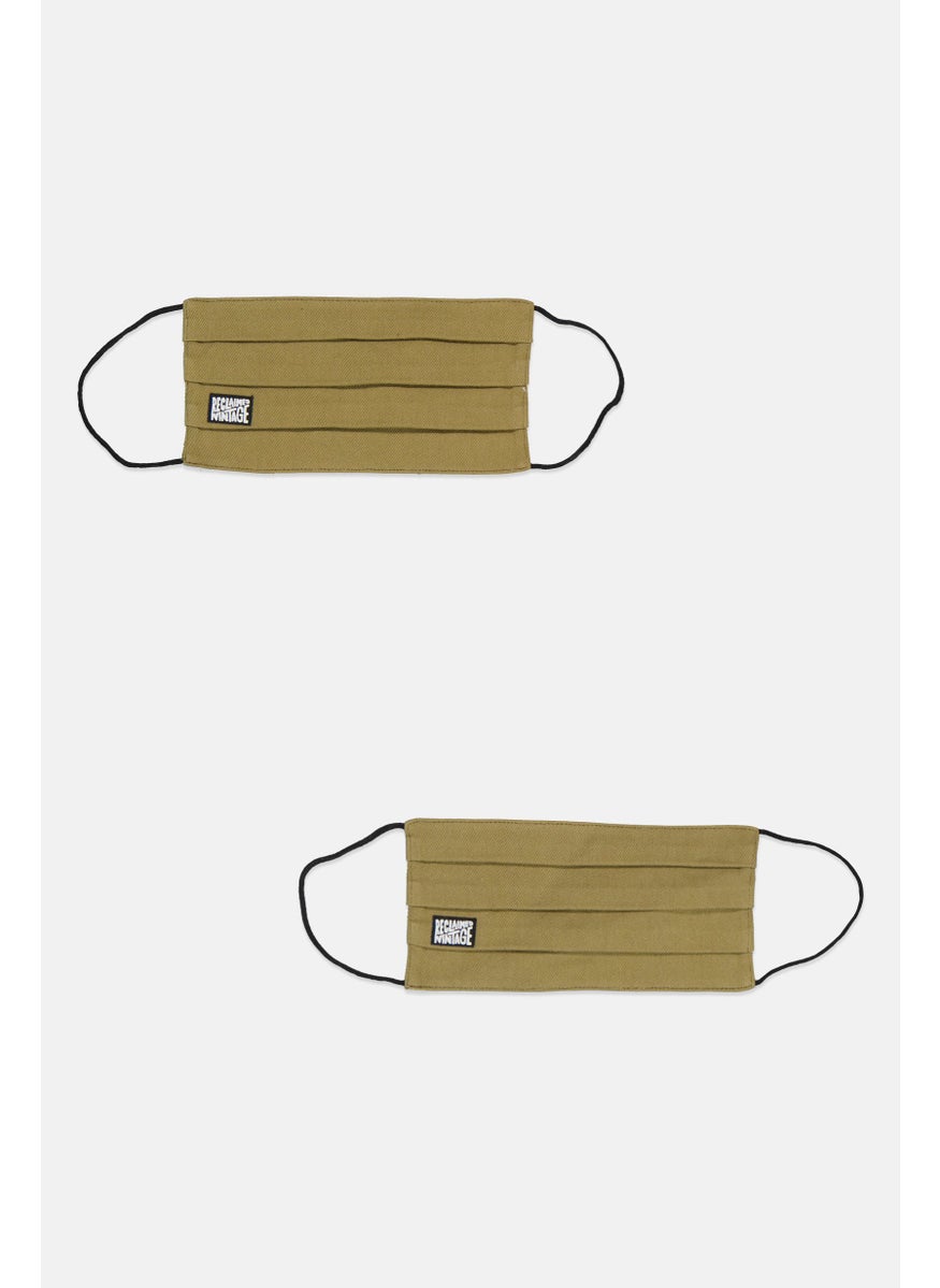 Reclaimed Vintage Men 2 Piece Brand Logo Face Mask, Olive  - Image 1