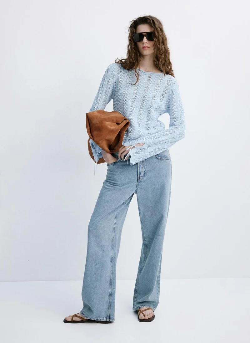MANGO  Openwork Knit Sweater With Slit Sleeves for Women | Best Price UAE