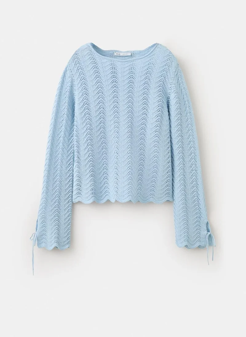 MANGO  Openwork Knit Sweater With Slit Sleeves for Women | Best Price UAE