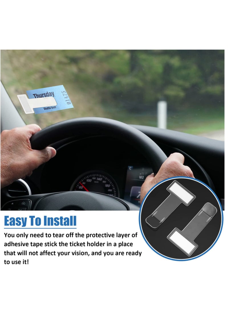 KASTWAVE 10 Pcs Transparent Car Parking Ticket Holder Clip,  Car Windscreen Ticket Holder, Business Card Holde with Adhesive Tape Permit Work Pass Clips for Car, Van,caravan License - Image 5