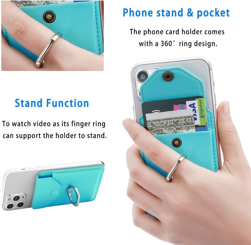 YUNCE حامل حلقة RFID للهاتف المحمول - حامل محفظة لـ iPhone و Android وجميع الهواتف الذكية - حامل بطاقة ائتمان لاصق - أخضر - Image 3