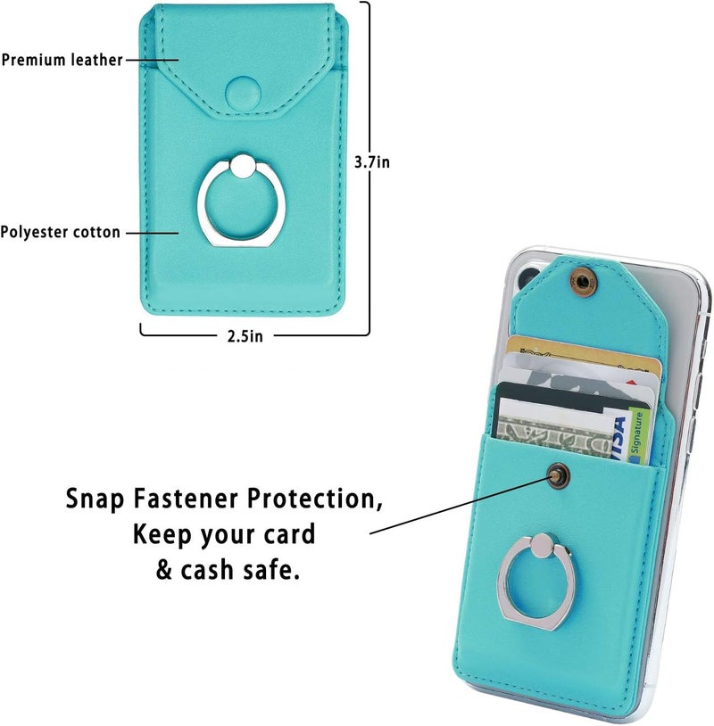 YUNCE حامل حلقة RFID للهاتف المحمول - حامل محفظة لـ iPhone و Android وجميع الهواتف الذكية - حامل بطاقة ائتمان لاصق - أخضر - Image 2