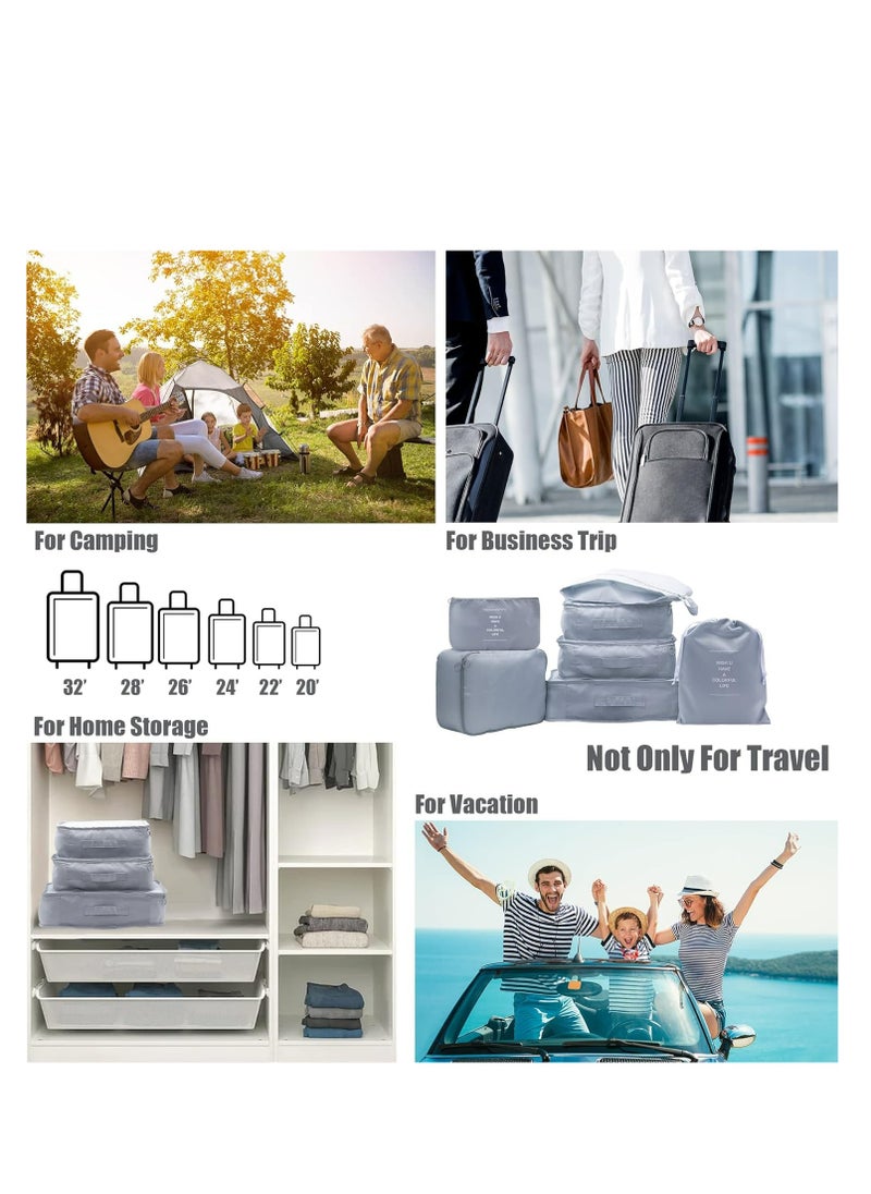 Mike Music 7 Set Packing Cubes Clothes Storage Bag Luggage Packing Organizers for Travel Accessories Grey  - Image 5