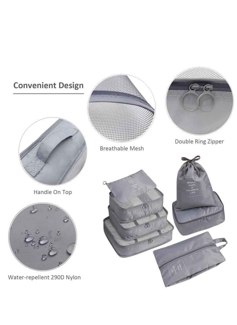 Mike Music 7 Set Packing Cubes Clothes Storage Bag Luggage Packing Organizers for Travel Accessories Grey  - Image 3