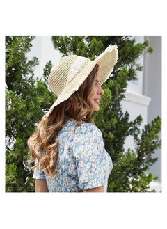 SYOSI Women's Spring Summer Straw Hat with lace Trim, Straw Sun Hat, Woven Wide Brim Hat Foldable Roll Up Floppy Beach Hats, Wide Brim Floppy Sun Hats for Women UV Protection  - Image 4