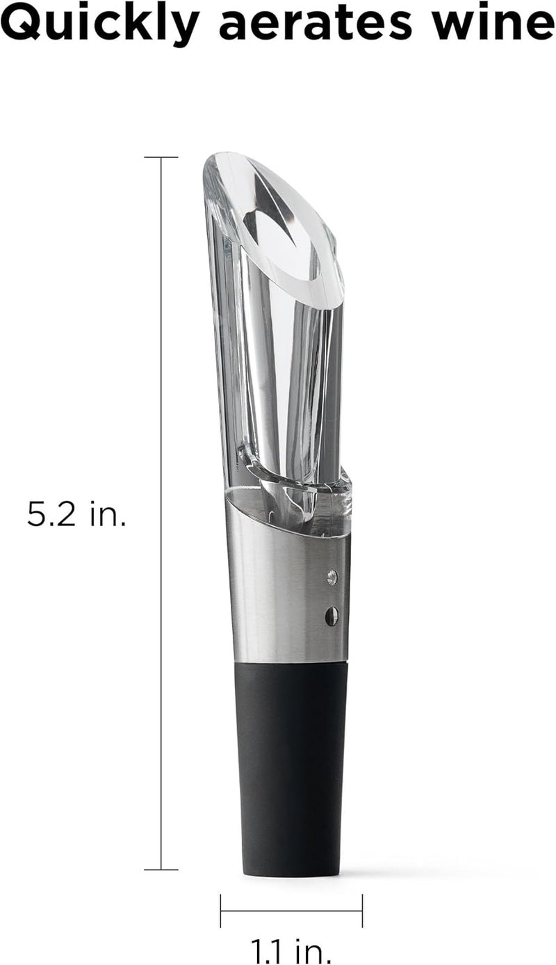 rabbit W6127 Wine Aerator and Pourer, Clear and Stainless Steel Design, Easy to Use for Enhancing Wine Flavor and Smooth Pouring - Image 1