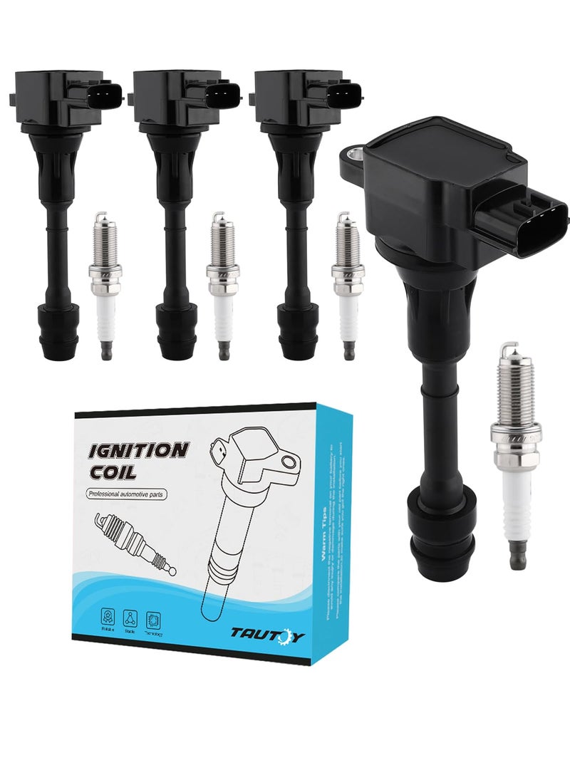 TAUTOY UF350 Ignition Coil Pack Spark Plug 4PCS 25L For Nissan Altima 20022006 Sentra 20022008 XTrail 20022008 20102013Replace GN10219 C1398 224488H315 224488H310 4505