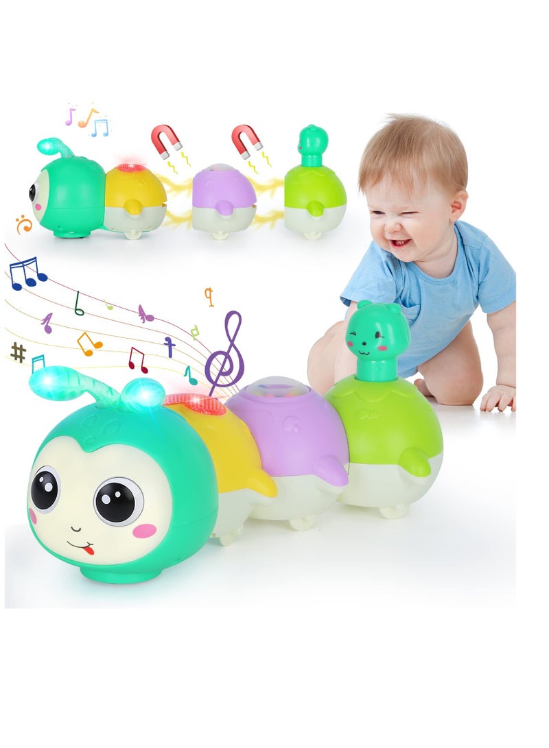 Excefore Baby Toys 6+ Months, Electric Rocking Caterpillar, Crab Toy With Music Light and Magnetic Suction Function, Interactive Walking Sensory Toys for Toddlers 6+ Months Boys Girls - Image 1