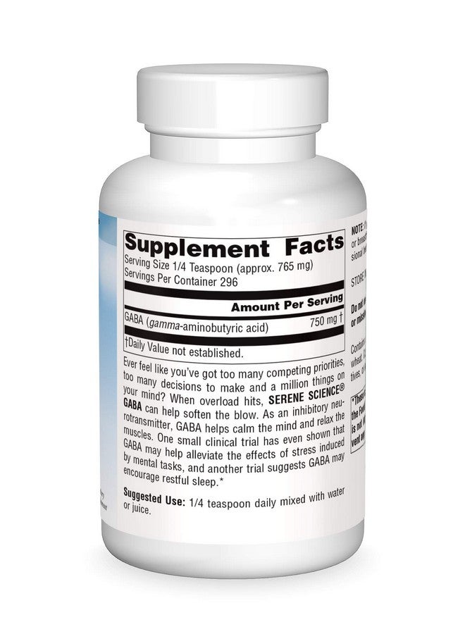 سورس ناتشورالز مصدر طبيعي Serene Science GABA، 750 مجم - مسحوق 8 أونصة - Image 3