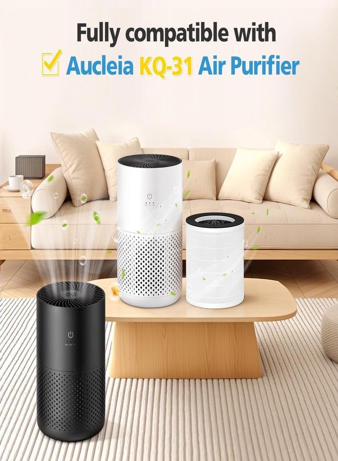 إيزينجو فلتر بديل HEPA KQ-31، متوافق مع أجهزة تنقية الهواء Aucleia KQ-31/KQ-31A، وAIRTOK KQ-31، وKQLKJ KQ-31، وiooo K31، ترشيح ثلاثي المراحل بزاوية 360 درجة للغبار، ووبر الحيوانات الأليفة، والشعر، ورائحة الدخان، عبوة من قطعتين - Image 2